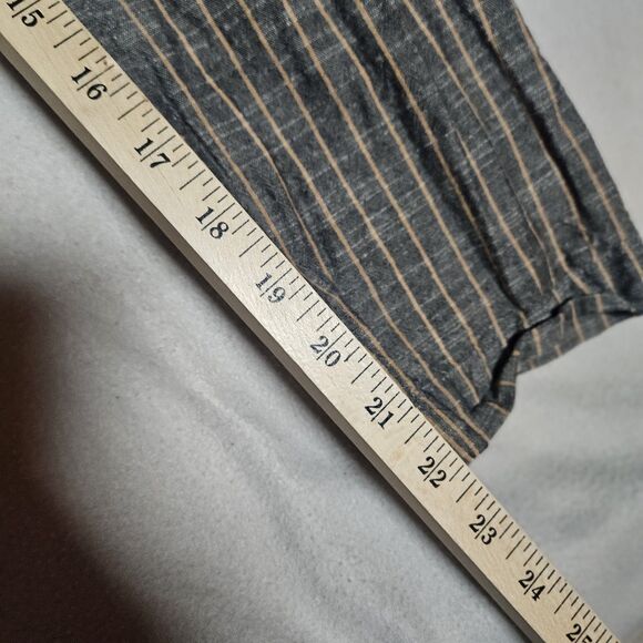 MINE Women’s S Striped High Waist Paper Bag Pants Gray Orange Ankle Office Boho - Picture 10 of 11